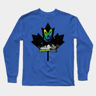 Canadian Maple Leaf German Shepherd - Green/Blue Long Sleeve T-Shirt